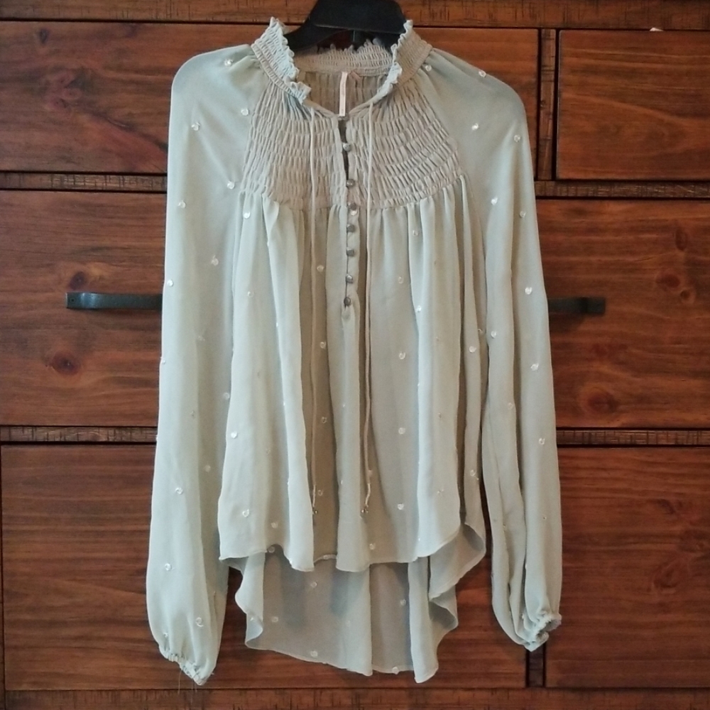 Free People Sheer Peasant Top